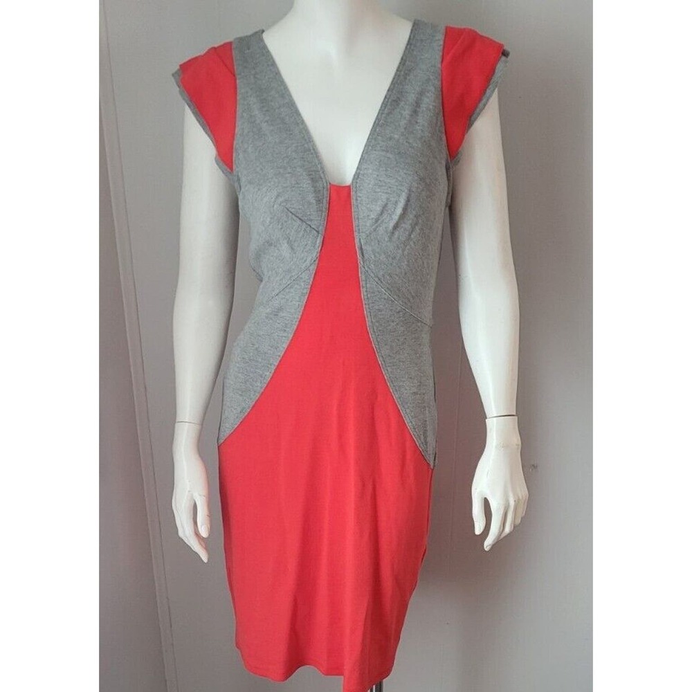 Yoanna Baraschi Murano Sandestin Color Block Red Gray Dress Sz 8 Knee Length